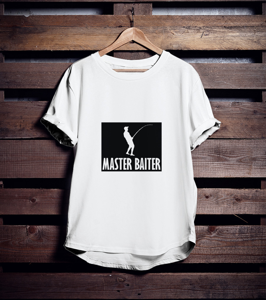 Master Baiter Fishing Silhouette Joke T-Shirt