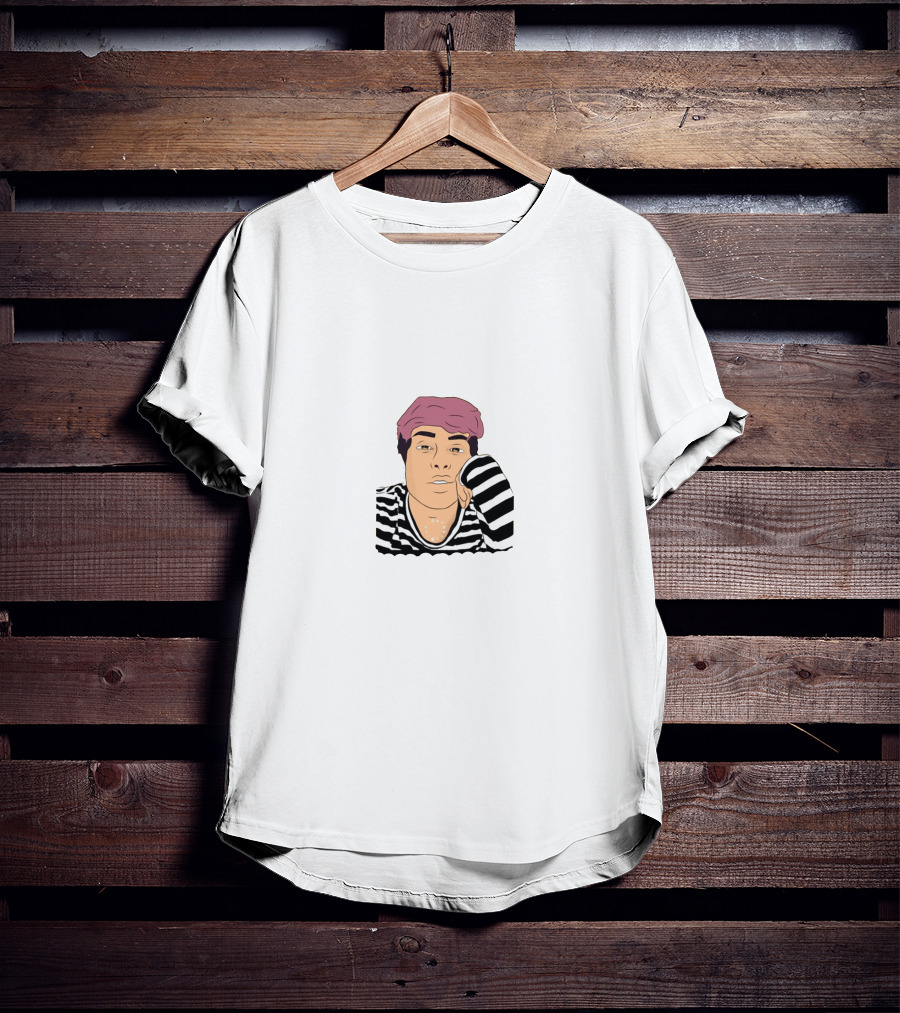 Jake Webber Striped Shirt And Pink Hat Drawing T-Shirt
