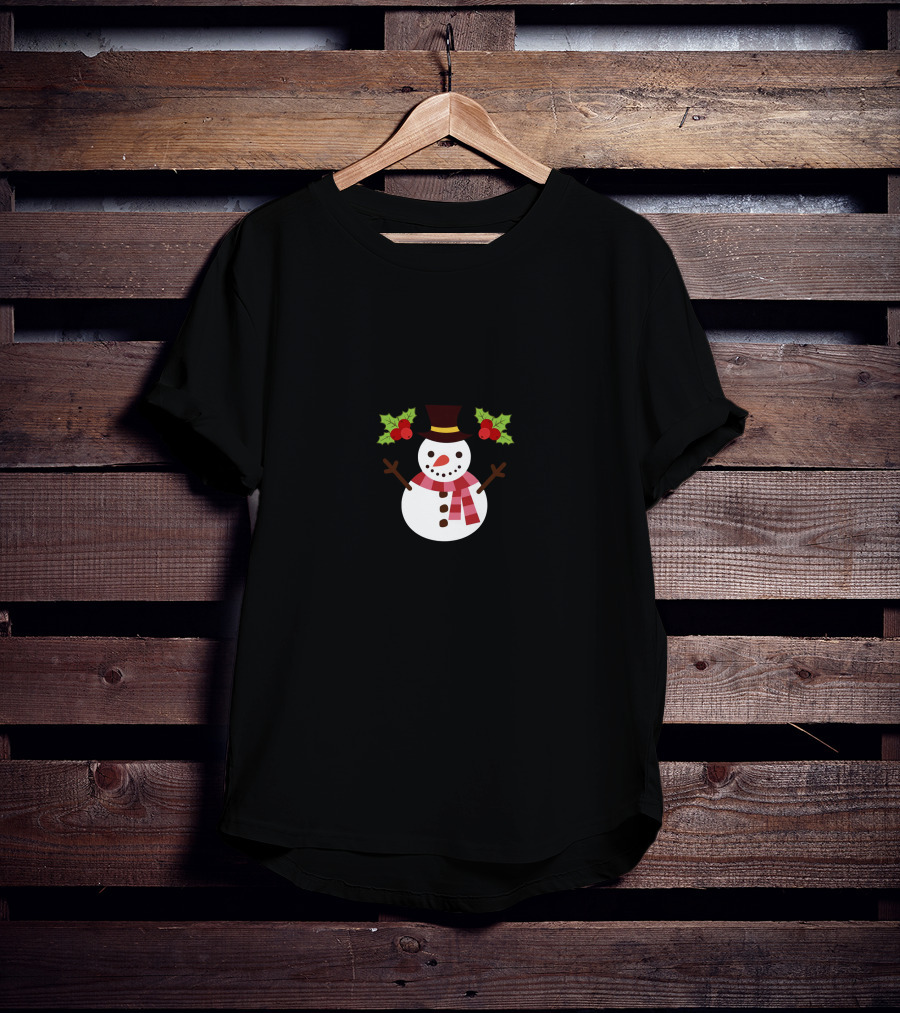 Nikita Dragun Snowman Christmas Holiday Scarf Top Hat Holly Berries T-Shirt