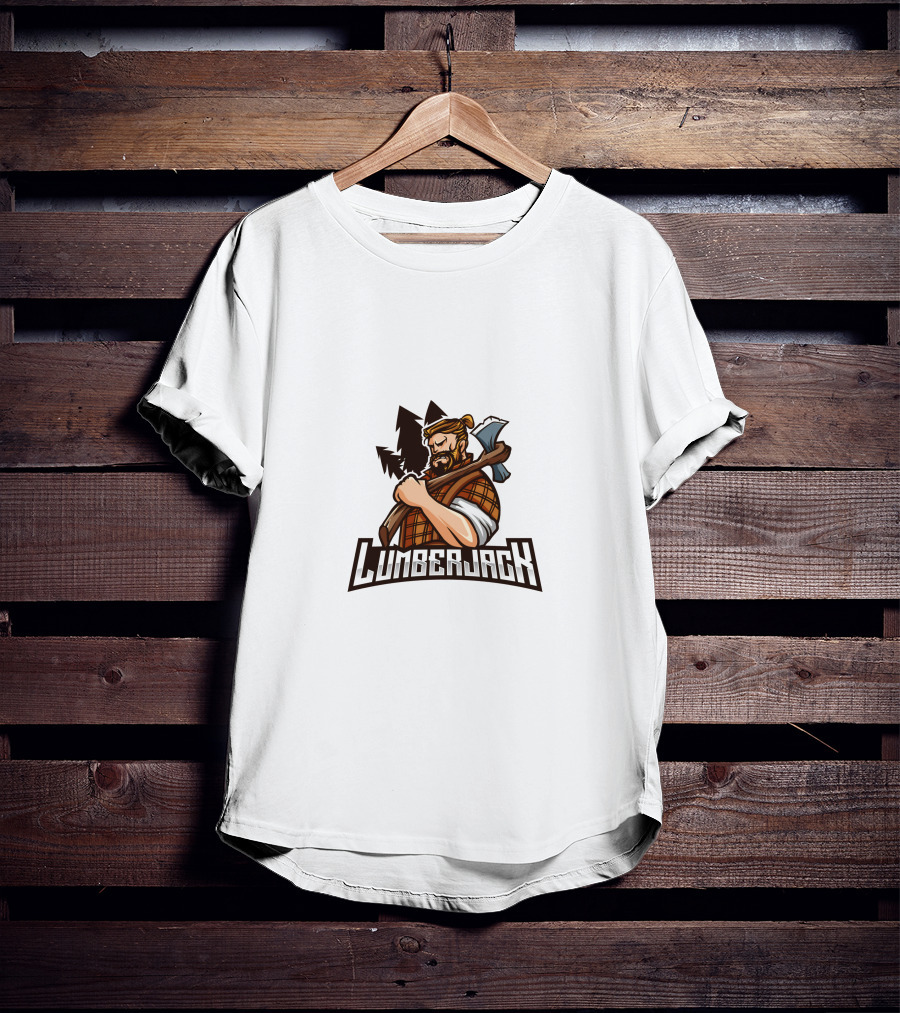 Lumberjack Axe Woodsman Plaid Flannel Woodcutter Forest Trees T-Shirt