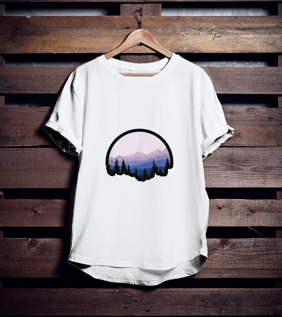 Mountain Strong Alpine Silhouette Forest Scene T-Shirt