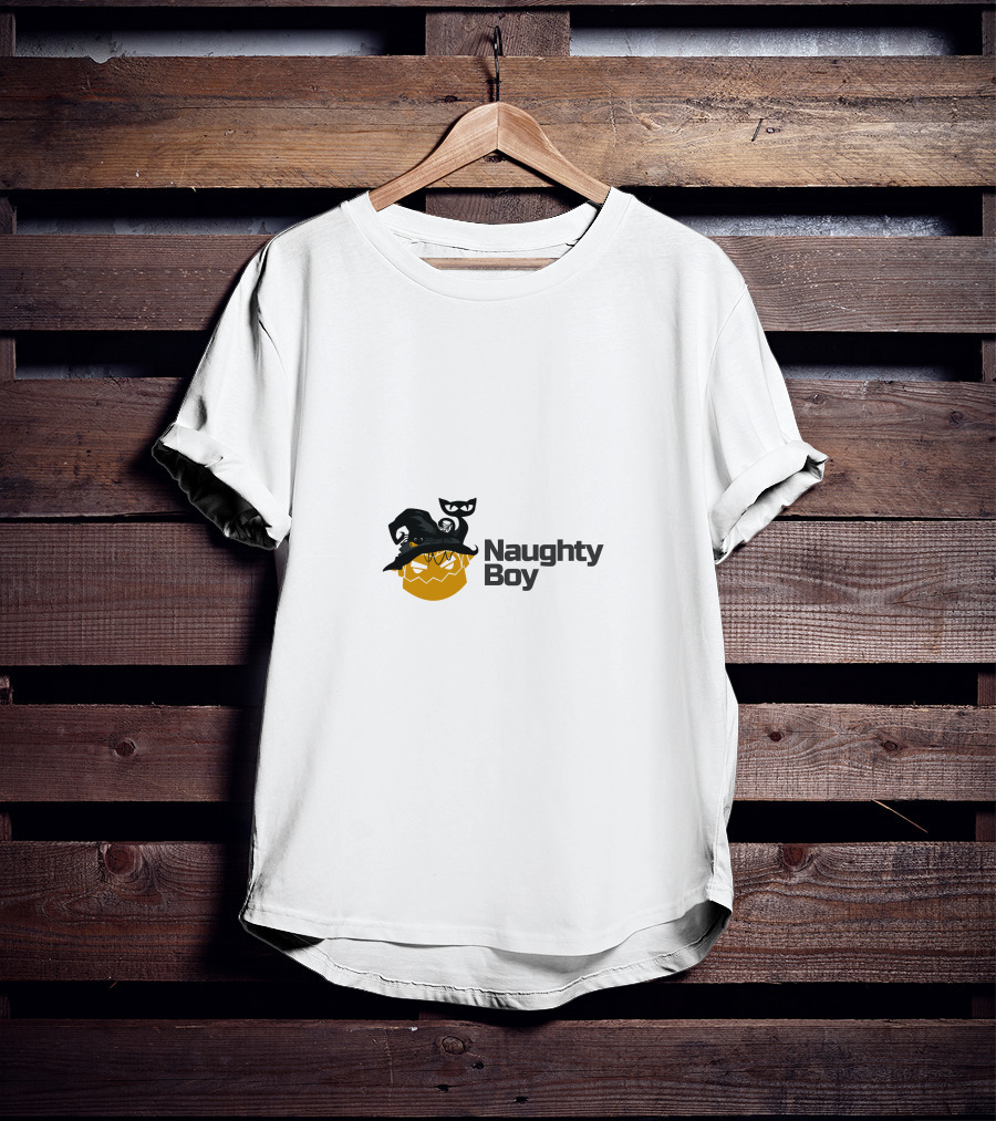 Naughty Boy Halloween Pumpkin Witch Hat Cat T-Shirt