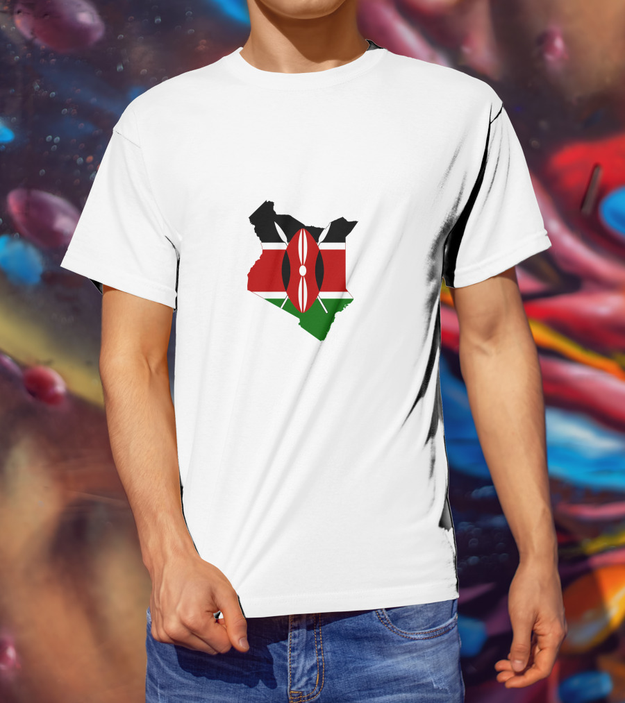 Kenya Flag Map Emblem Badge T-Shirt