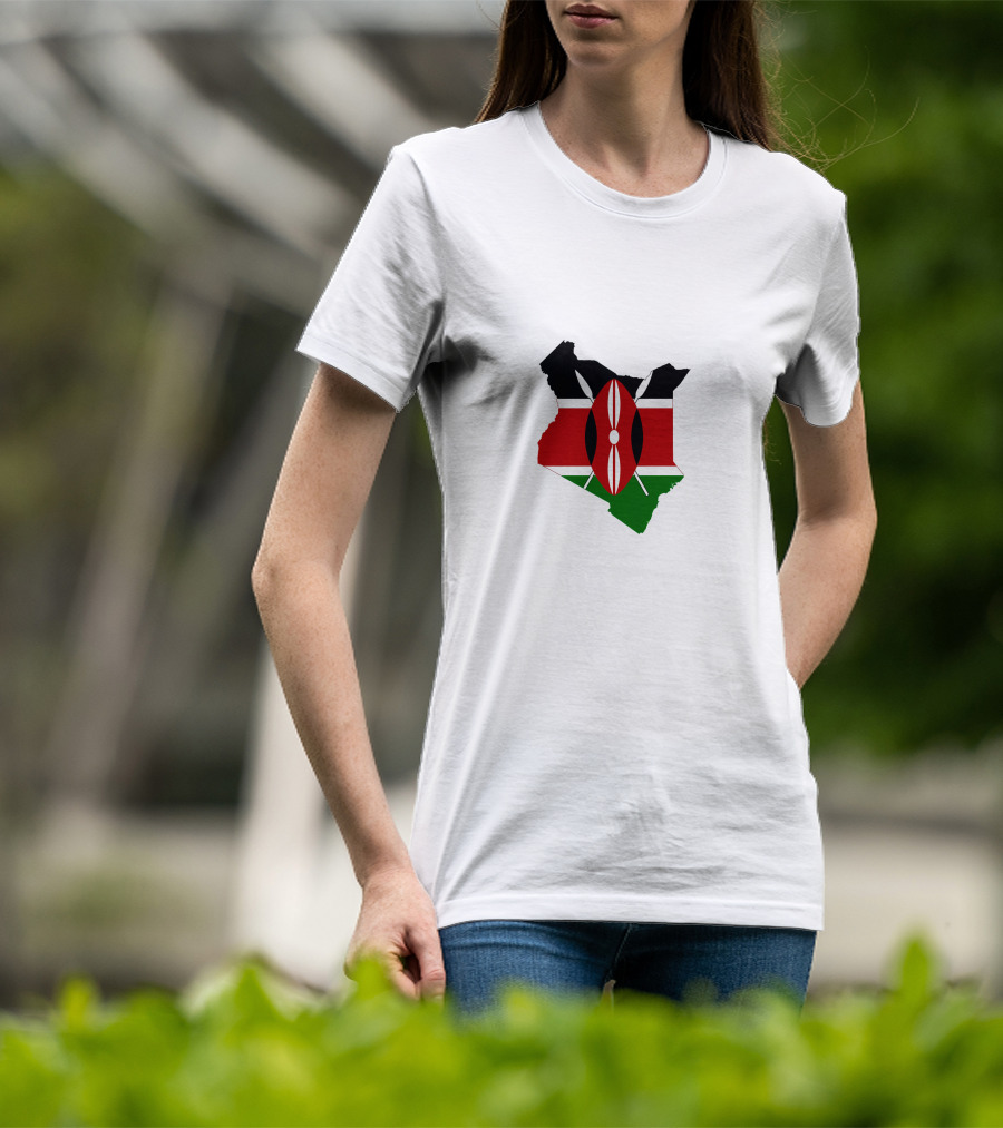 Kenya Flag Map Emblem Badge T-Shirt