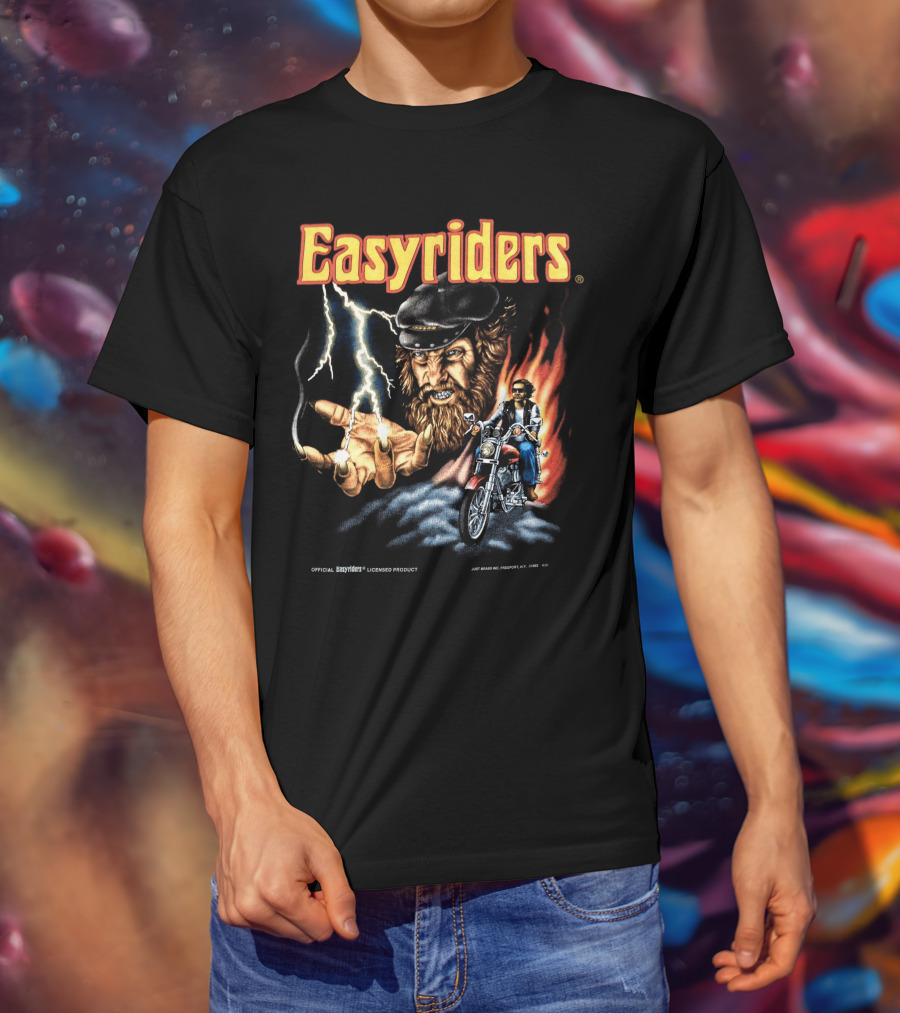 Easyriders Vintage 3D Emblem Lightning Biker Made In U.S.A T-Shirt