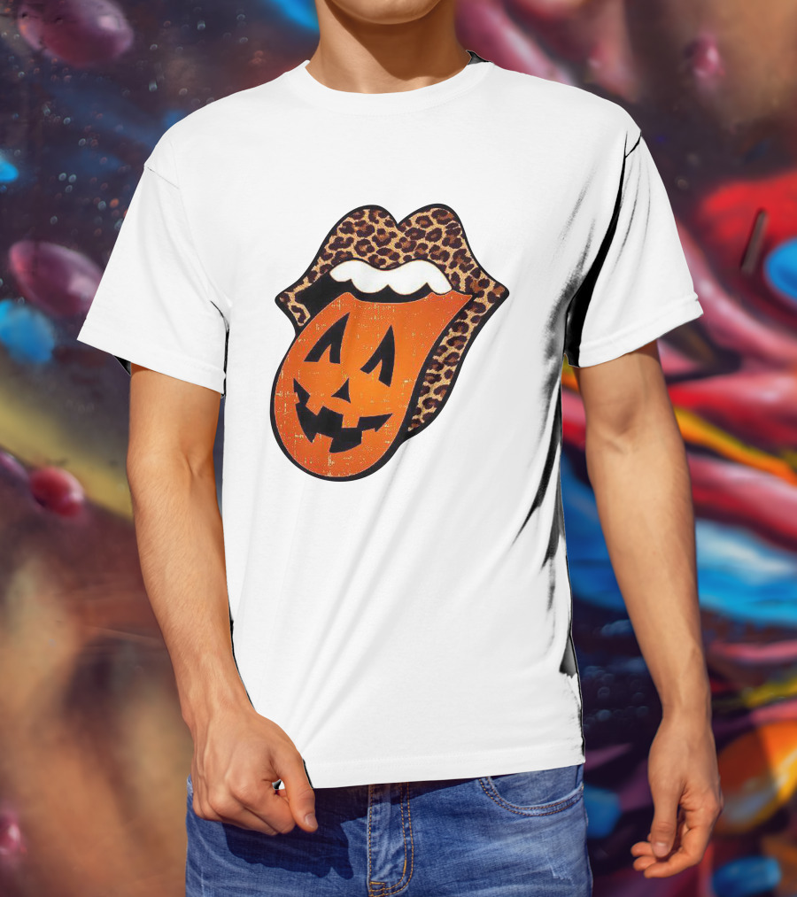 Rolling Pumpkin Leopard Tongue Jack-O'-Lantern T-Shirt