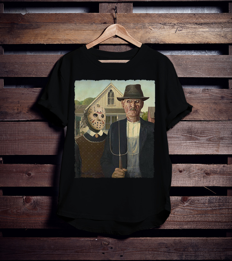 American Gothic Jason Freddy Horror Mashup T-Shirt