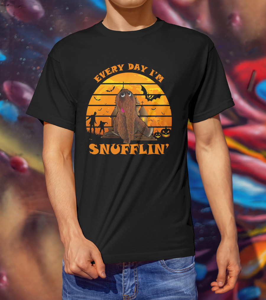 Every Day I'm Snufflin' Halloween Orange Bats Pumpkins Church T-Shirt