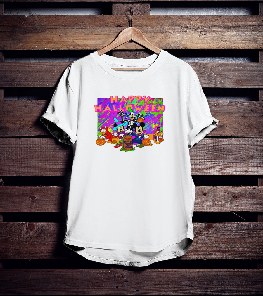 Happy Halloween Mickey Mouse And Friends Pumpkin Tombstone Party T-Shirt