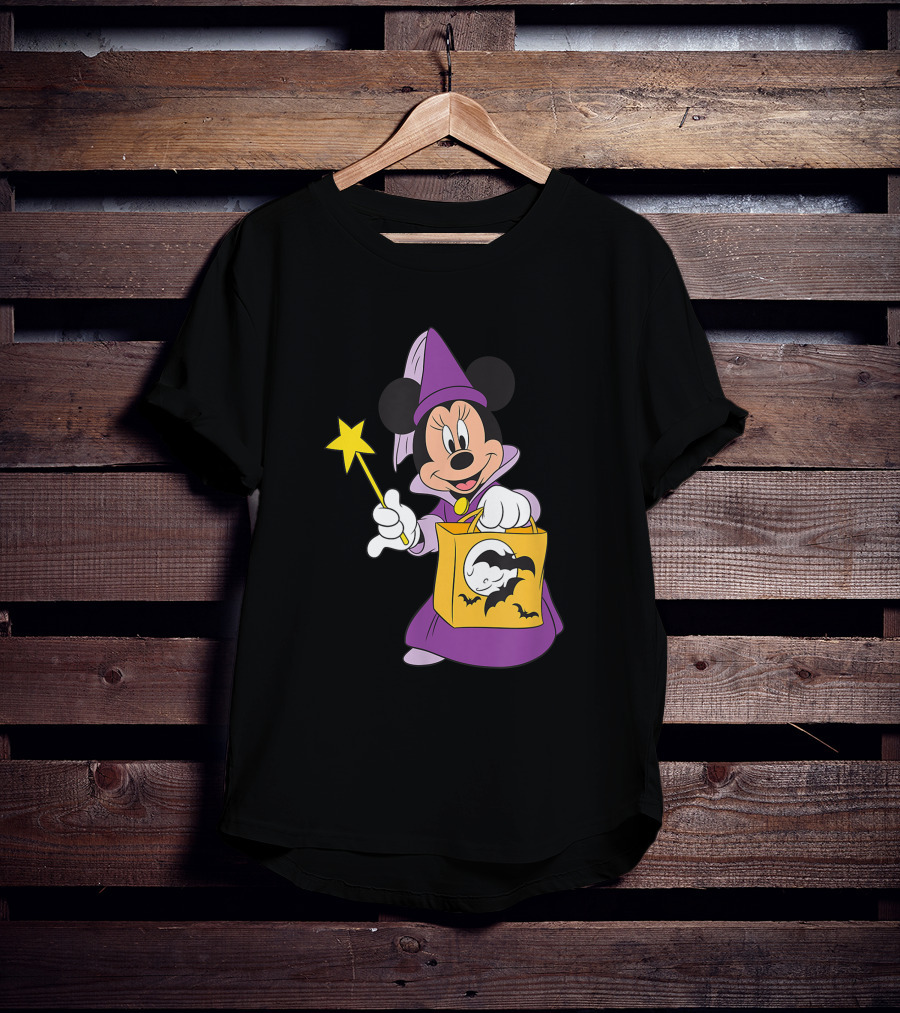 Disney Halloween Minnie Mouse Witch Costume With Magic Wand And Trick-or-Treat Bag T-Shirt