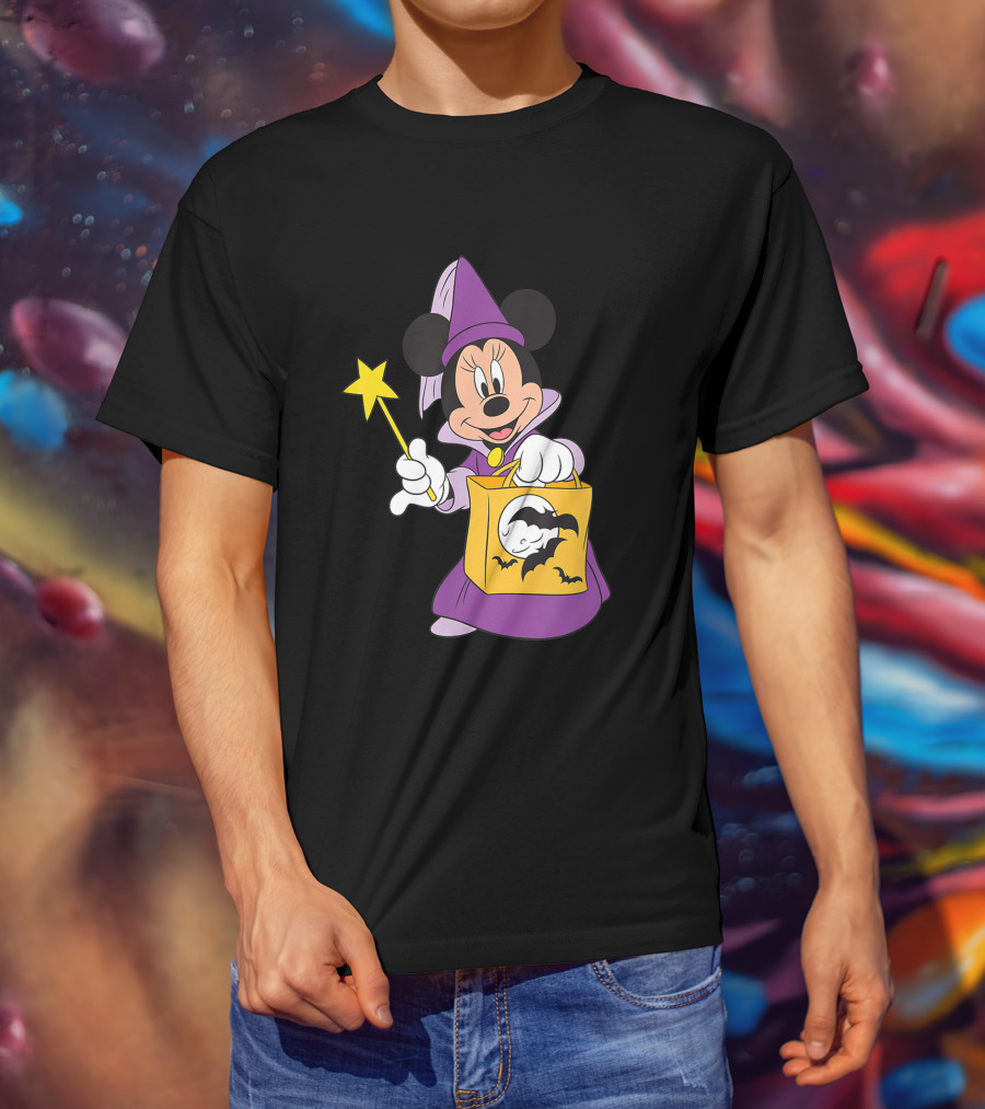 Disney Halloween Minnie Mouse Witch Costume With Magic Wand And Trick-or-Treat Bag T-Shirt