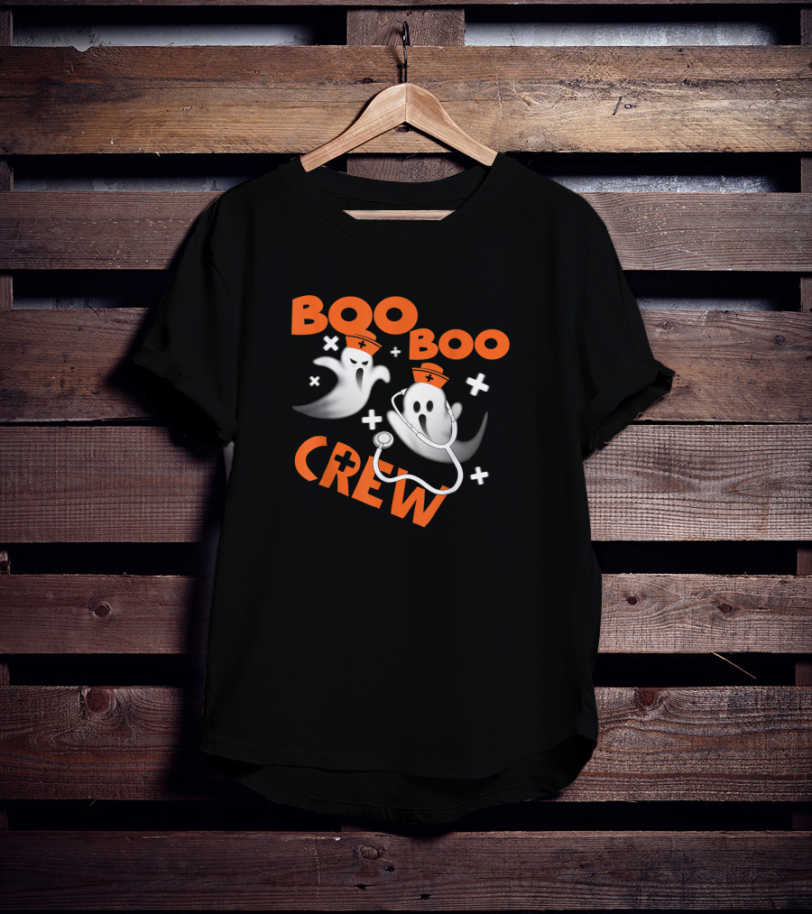 Boo Boo Crew Funny Halloween Ghost Nurse Pumpkin T-Shirt
