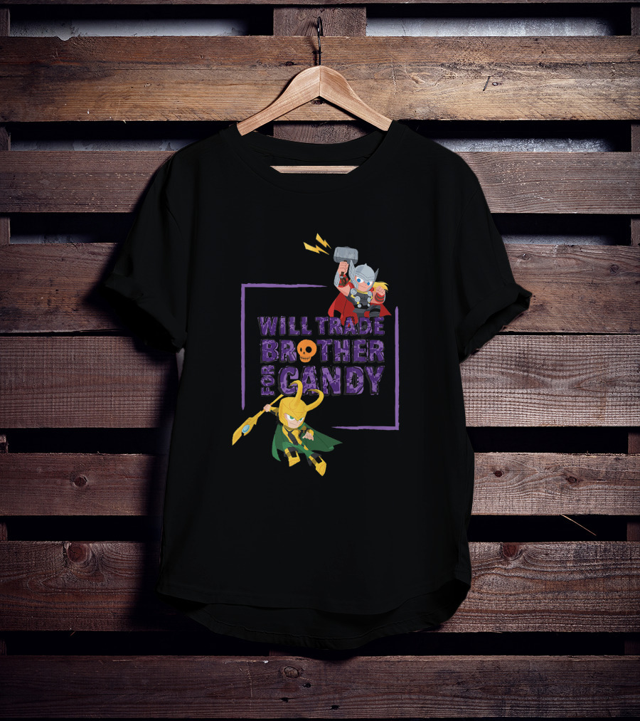 Marvel Loki And Thor Chibi Will Trade Brother For Candy T-Shirt