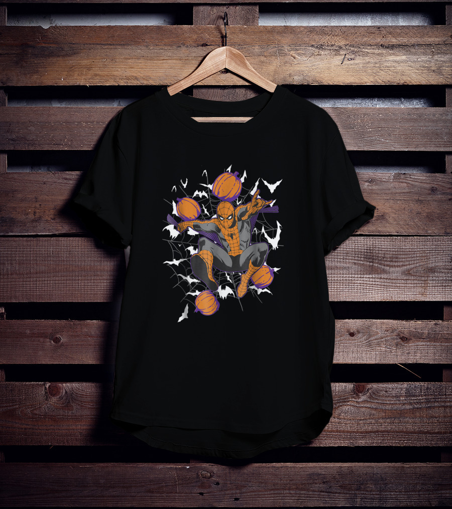 Marvel Spider-Man Pumpkins Web Bats Halloween T-Shirt