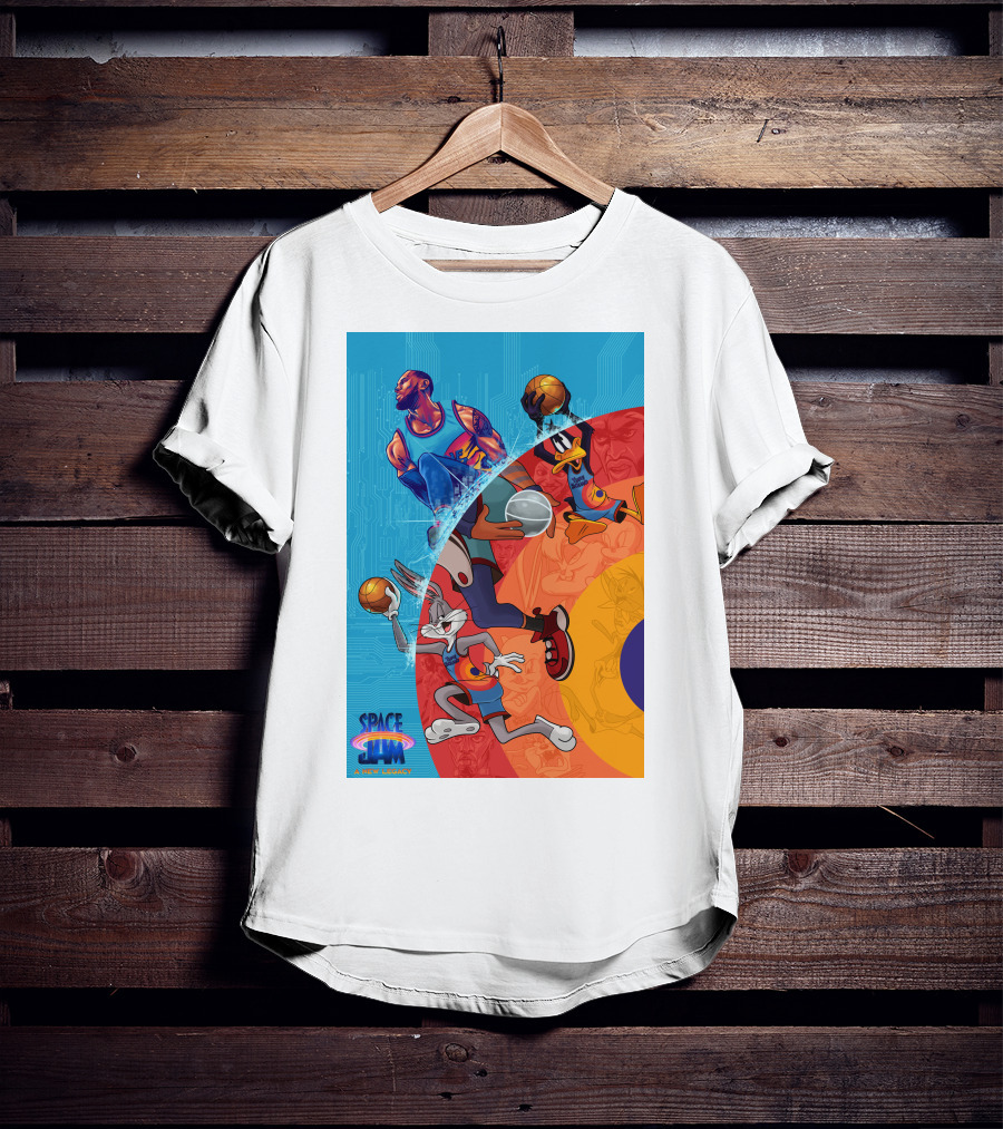 Space Jam A New Legacy Lebron James Bugs Bunny Daffy Duck Basketball Action T-Shirt