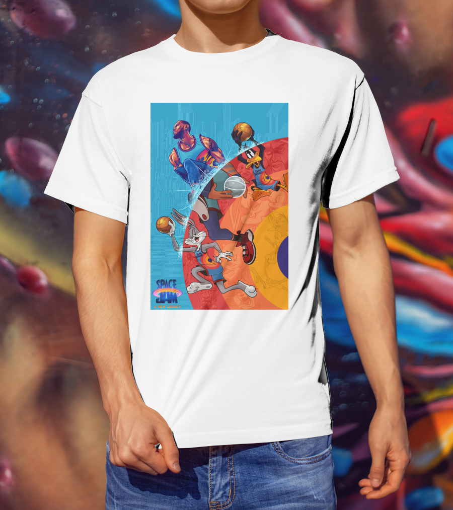 Space Jam A New Legacy Lebron James Bugs Bunny Daffy Duck Basketball Action T-Shirt