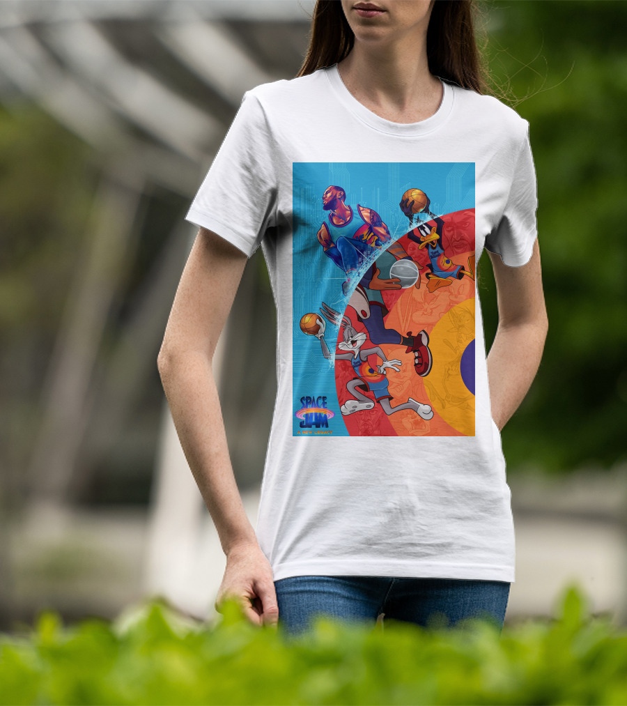 Space Jam A New Legacy Lebron James Bugs Bunny Daffy Duck Basketball Action T-Shirt