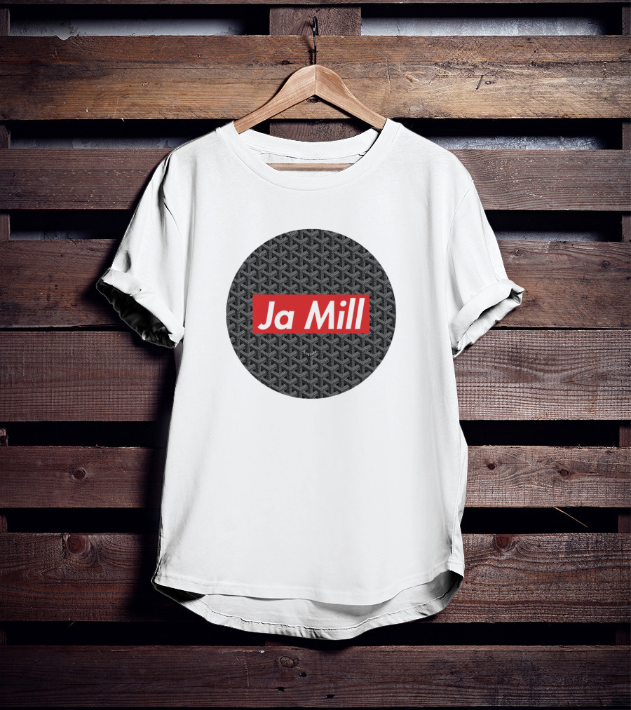 Ja Mill Red Typography On Black Patterned Circle T-Shirt
