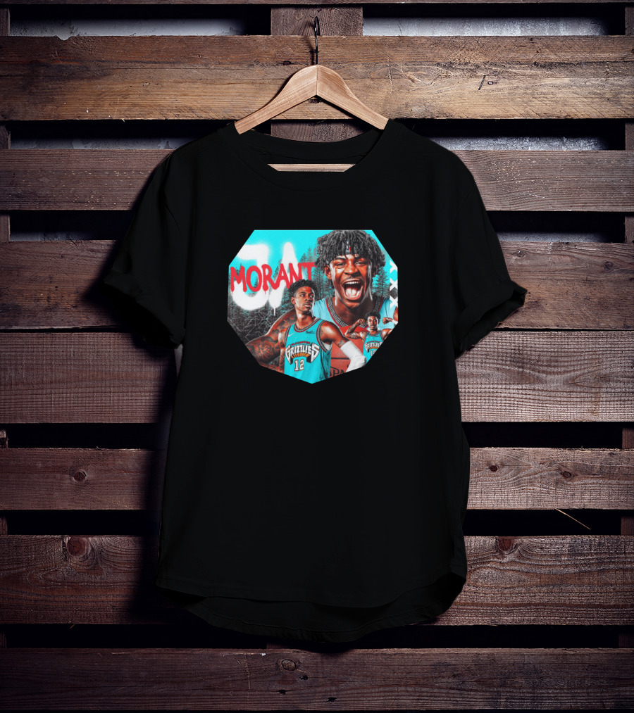 Ja Morant Memphis Grizzlies NBA Player Portrait Compilation T-Shirt