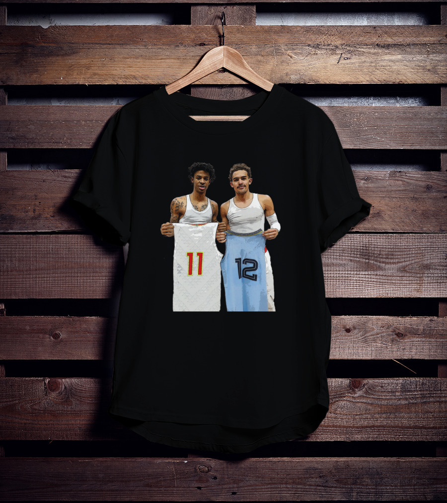 Trae Young Ja Morant Holding 11 12 Jerseys Funny Basketball Duo T-Shirt
