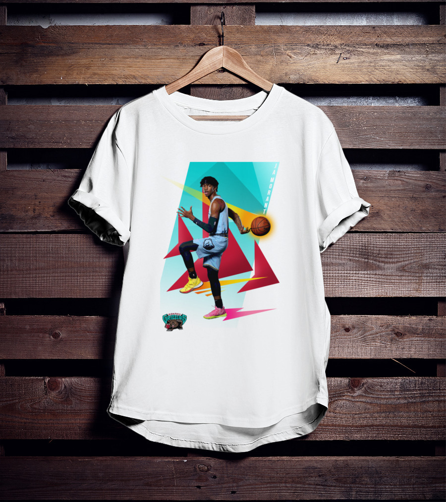 Ja Morant Memphis Grizzlies Retro Vibe Basketball Action T-Shirt