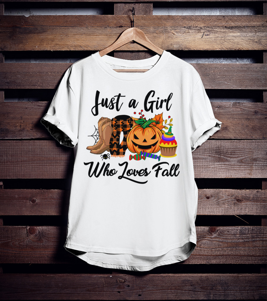 Just A Girl Who Loves Fall With Pumpkin And Boots T-Shirt