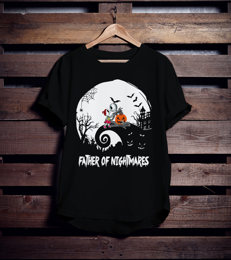 Father Of Nightmares Halloween Scene With Pumpkin And Skeleton T-Shirt