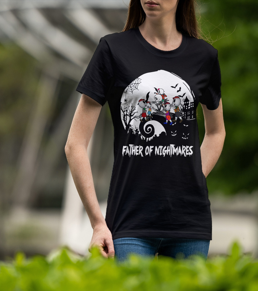 Father Of Nightmares Halloween Skeleton Kids Spooky Scene T-Shirt