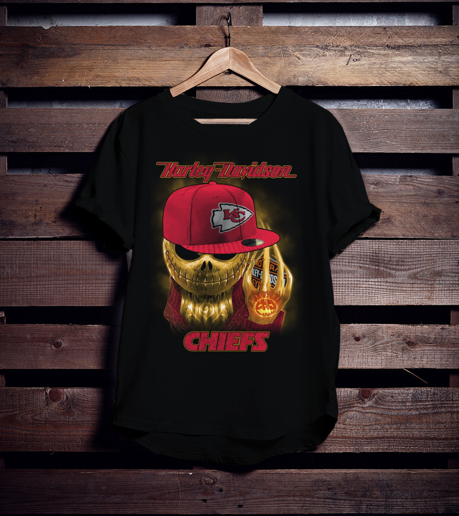 Harley Davidson Chiefs Kansas City Chiefs Hat Skull Halloween T-Shirt