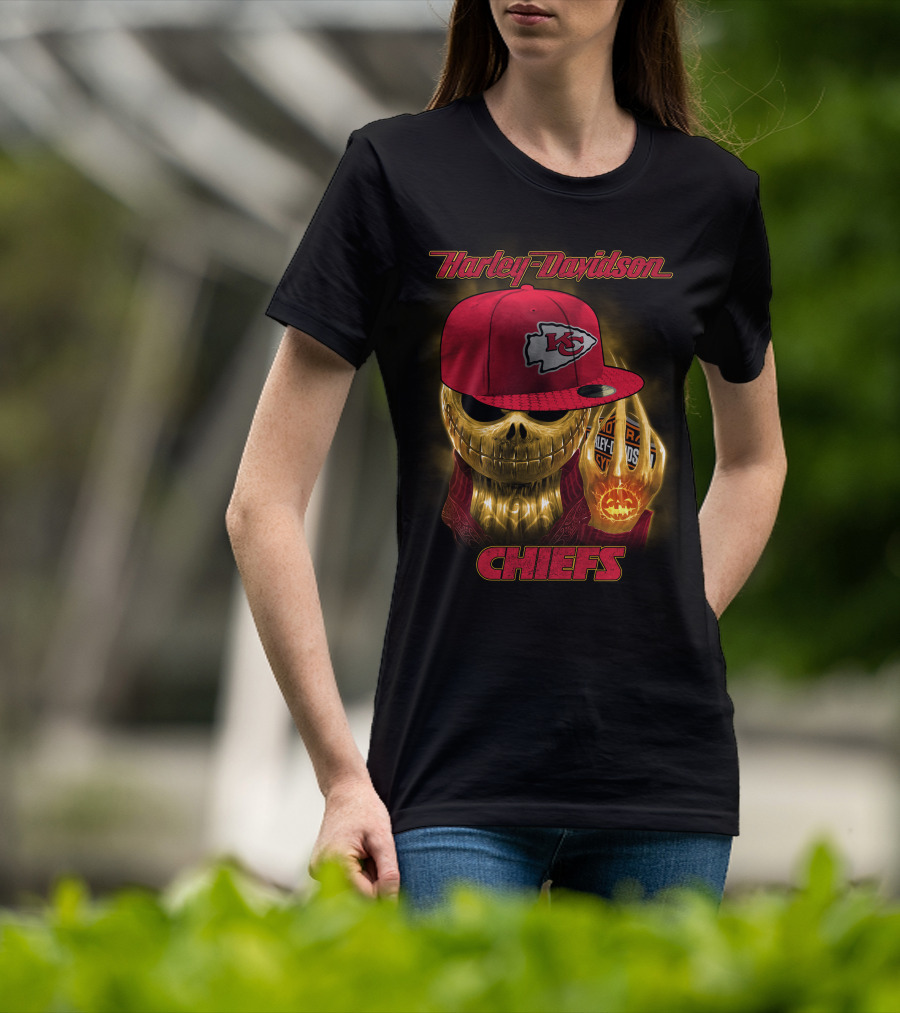 Harley Davidson Chiefs Kansas City Chiefs Hat Skull Halloween T-Shirt