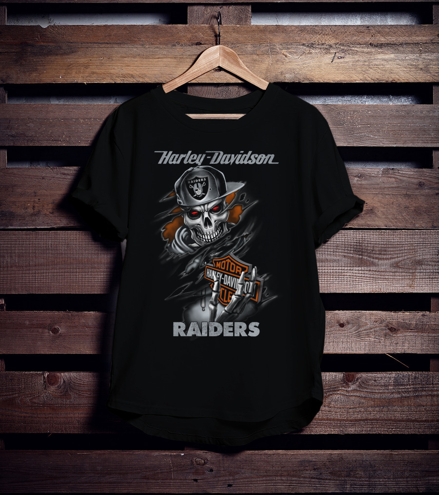 Harley Davidson Raiders Skeleton With Hat T-Shirt
