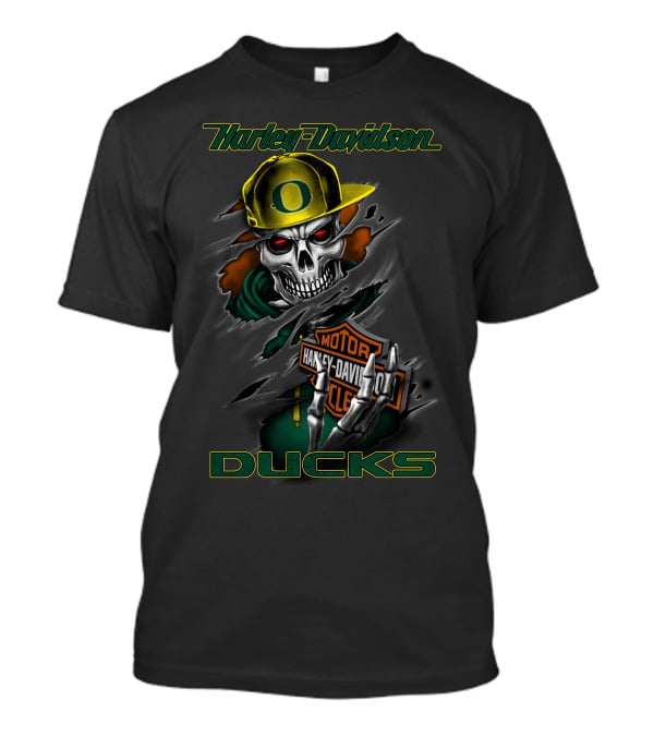 Harley Davidson Ducks Skeleton In Oregon Cap T-Shirt