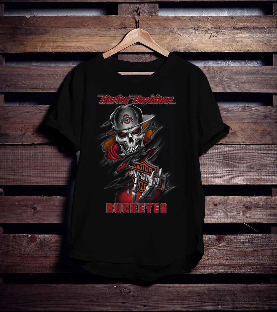 Harley Davidson Ohio State Buckeyes Skull T-Shirt