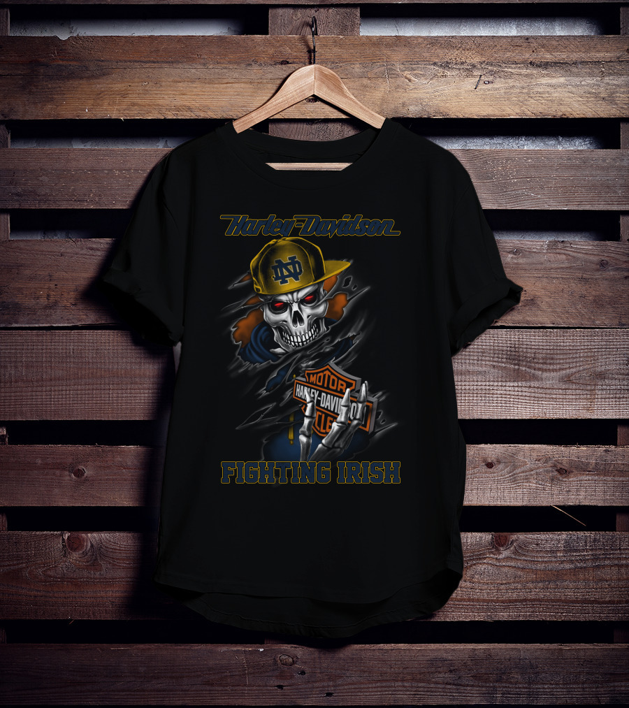 Harley Davidson Notre Dame Fighting Irish Skull T-Shirt