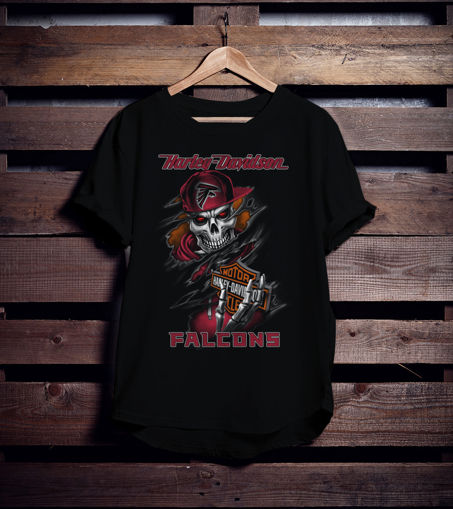 Harley Davidson Motorcycle Atlanta Falcons Skull T-Shirt