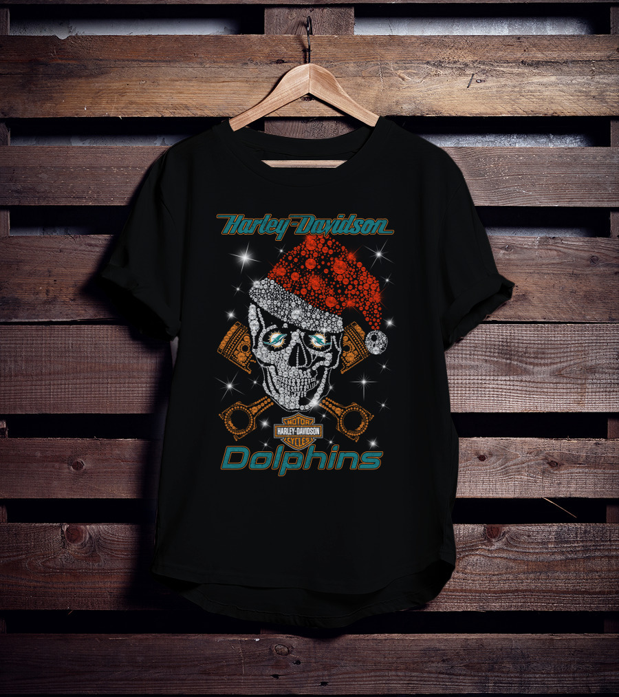 Harley Davidson Dolphins Santa Skull Artwork T-Shirt