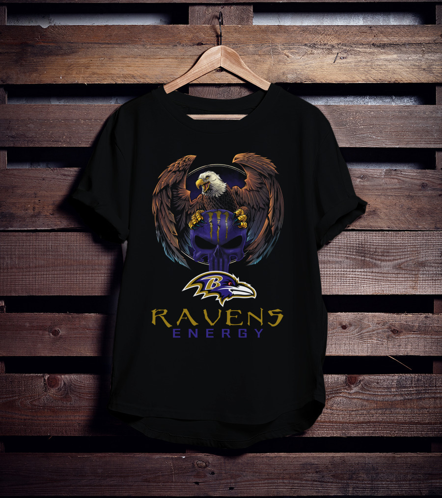 Ravens Energy Baltimore Ravens Logo Eagle Skull Monster Claw T-Shirt