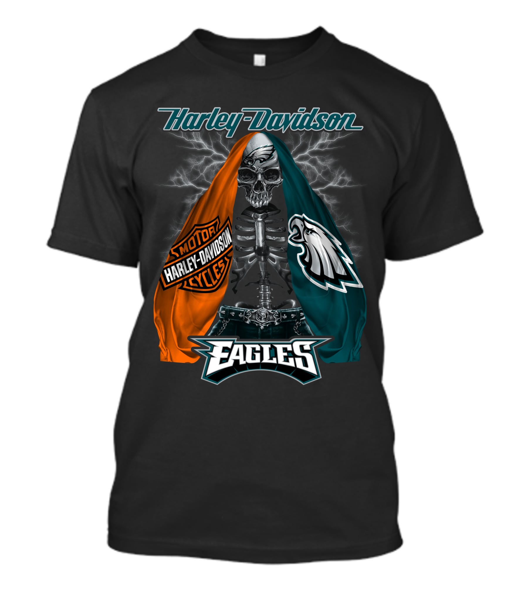 Harley Davidson Motorcycles Philadelphia Eagles Skeleton Edition T-Shirt