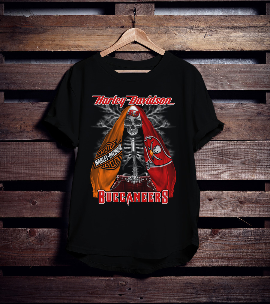 Harley Davidson Buccaneers Skeleton Lightning Tampa Bay_Hd0903 T-Shirt