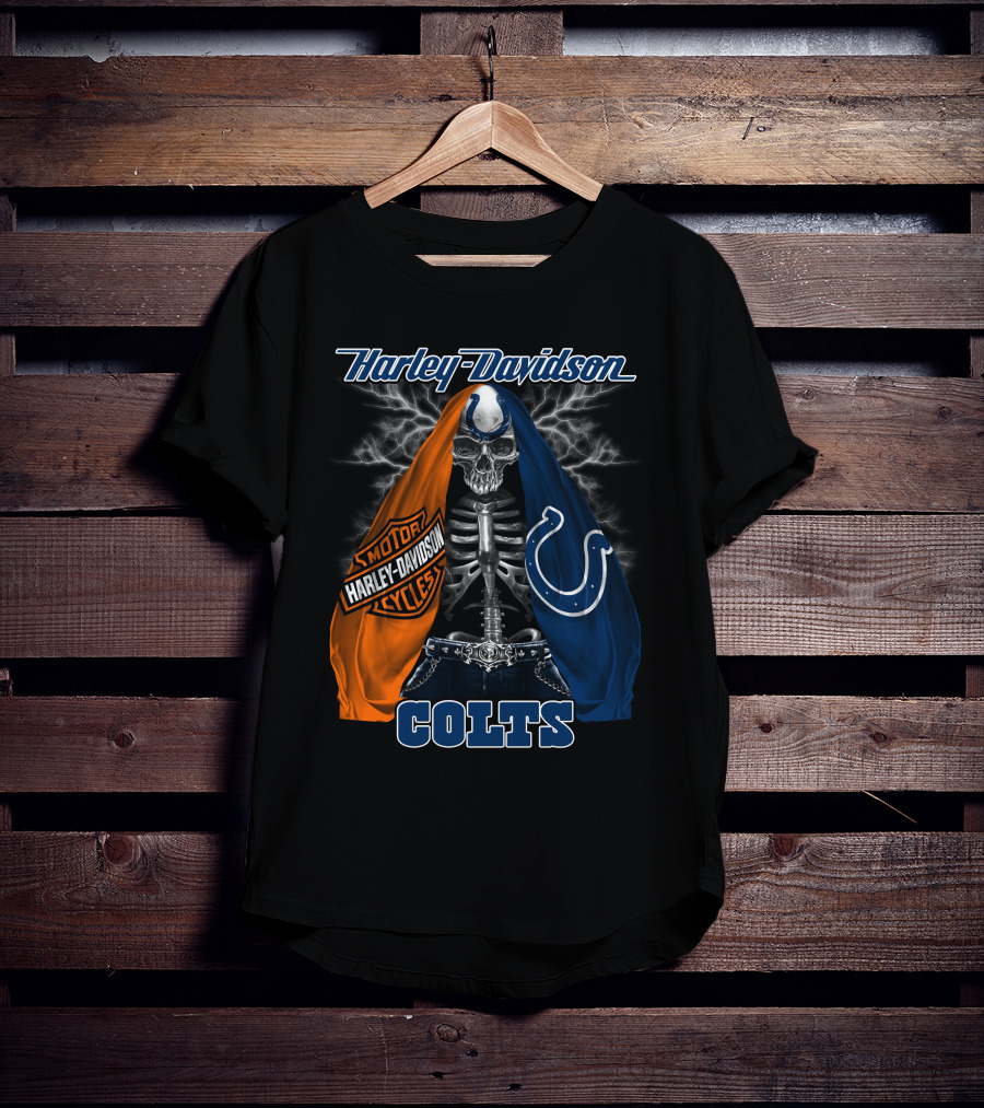 Harley Davidson Motorcycles Skull Indianapolis Colts T-Shirt
