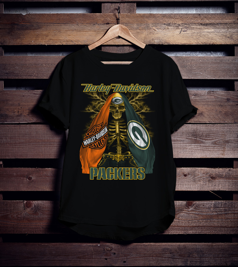 Harley Davidson Green Bay Packers Skeleton T-Shirt