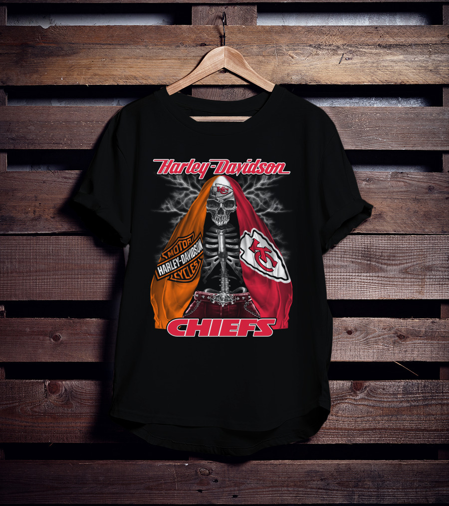 Harley Davidson Motorcycles Kansas City Chiefs Skeleton Chiefs T-Shirt