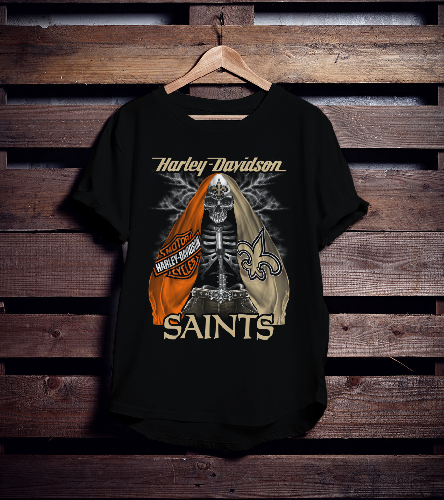Harley Davidson Motorcycles New Orleans Saints T-Shirt