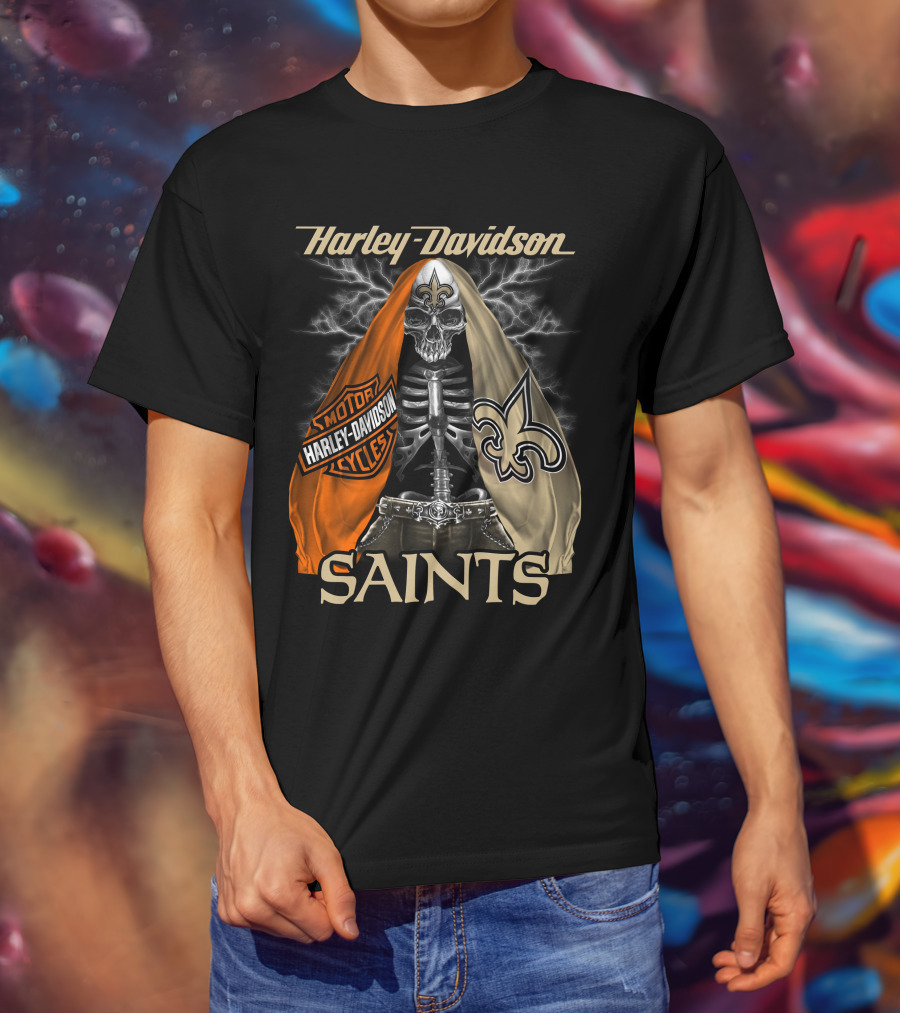 Harley Davidson Motorcycles New Orleans Saints T-Shirt