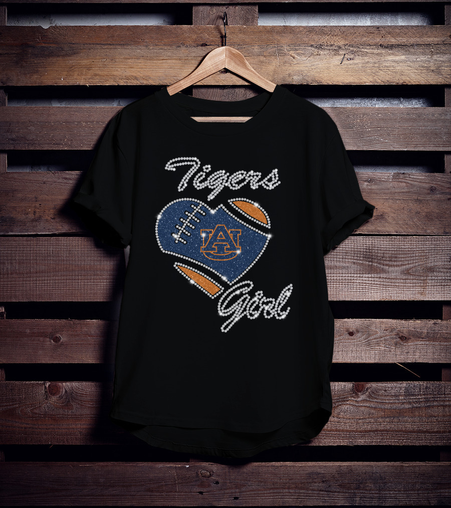 Auburn Tigers Girl Football Heart T-Shirt