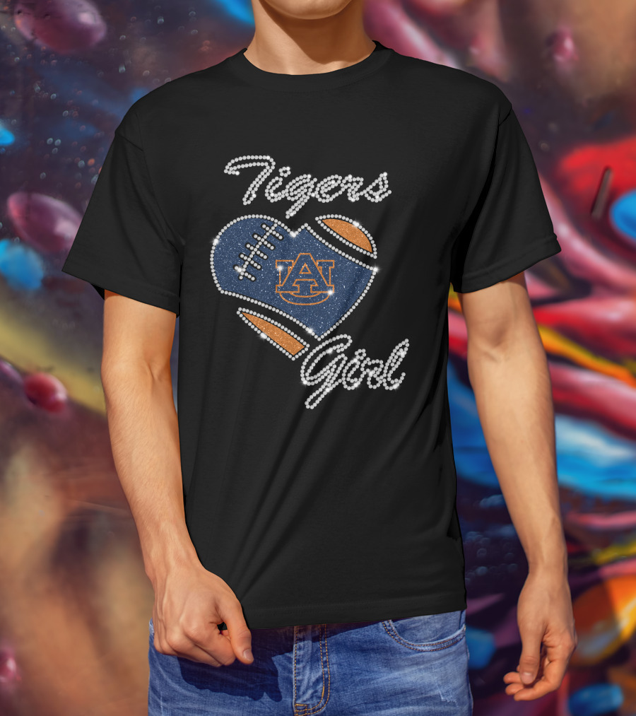Auburn Tigers Girl Football Heart T-Shirt