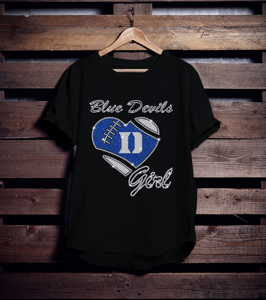 Blue Devils Girl D Football Heart T-Shirt