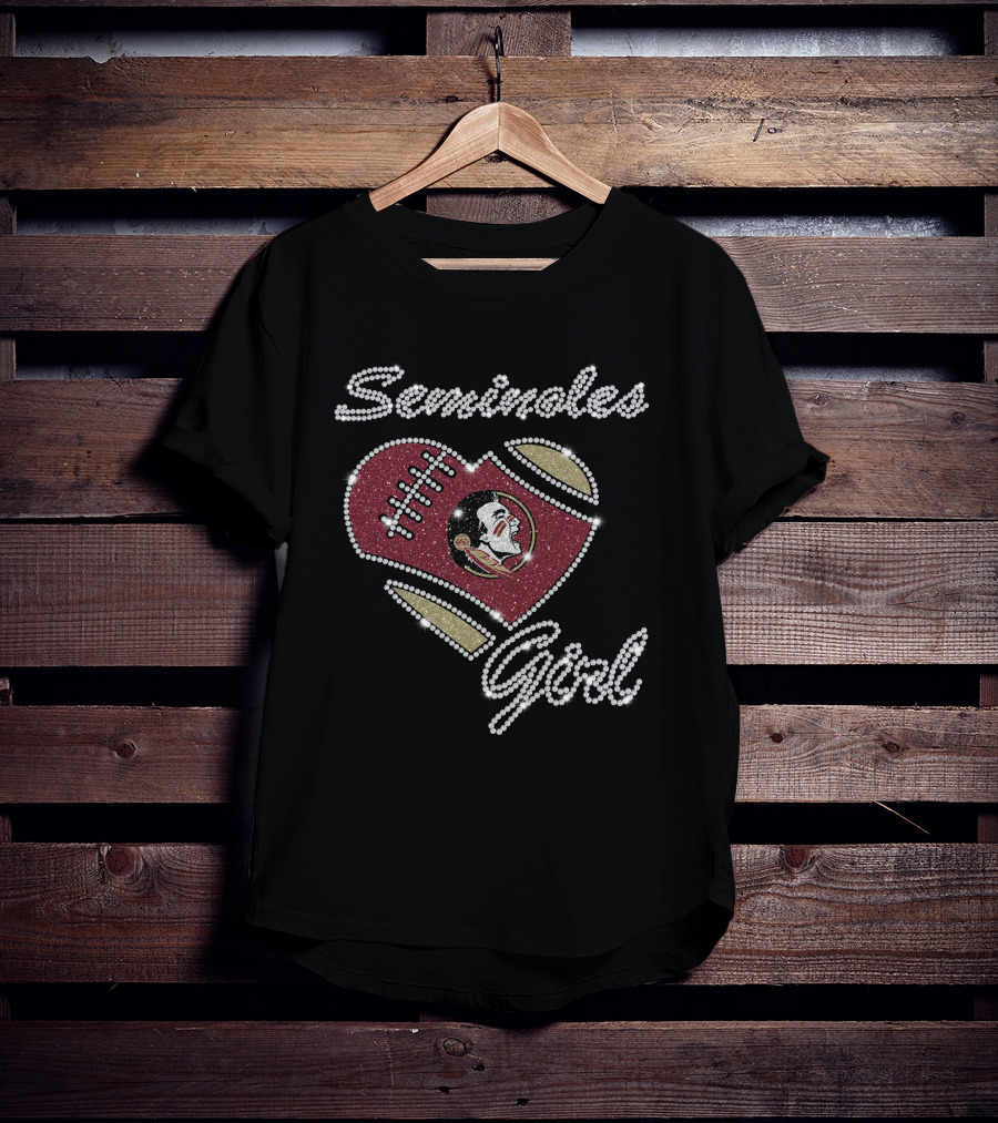 G1003 Florida State Seminoles Girl Football Heart T-Shirt