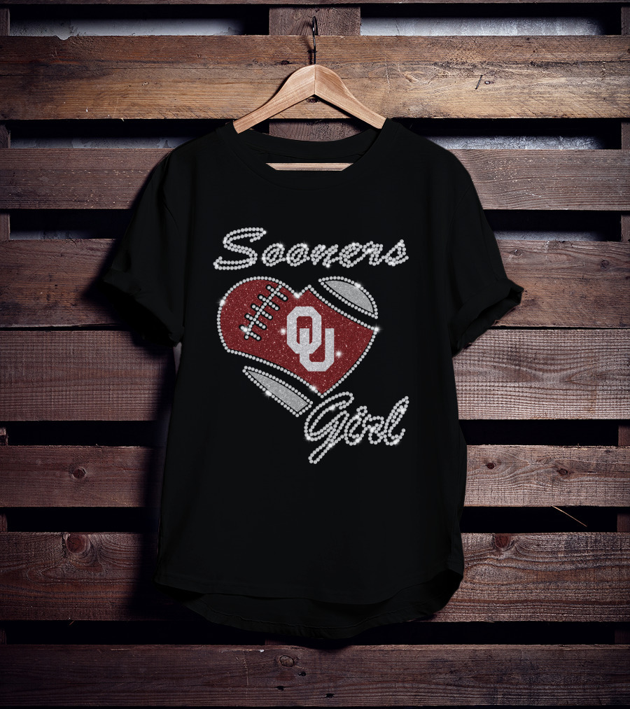 Sooners Girl Ou Football Heart Design G1003 Oklahoma Sooners T-Shirt