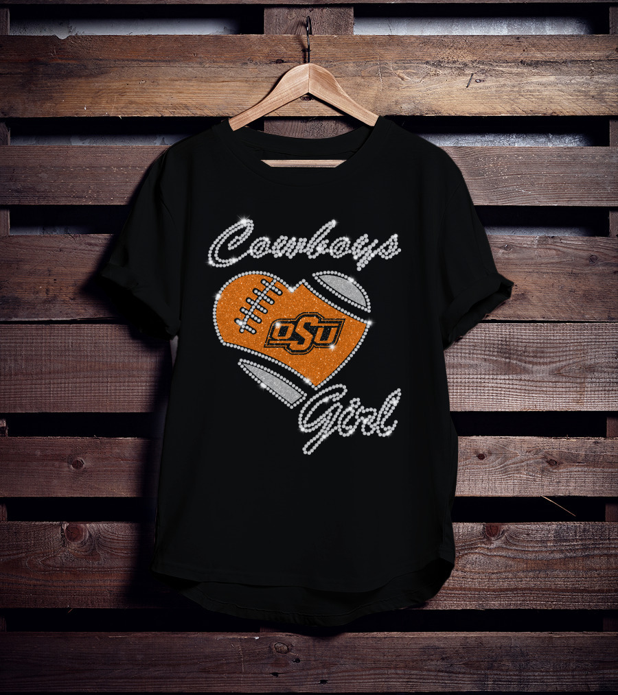 Cowboys Girl Osu Oklahoma State Football Heart T-Shirt